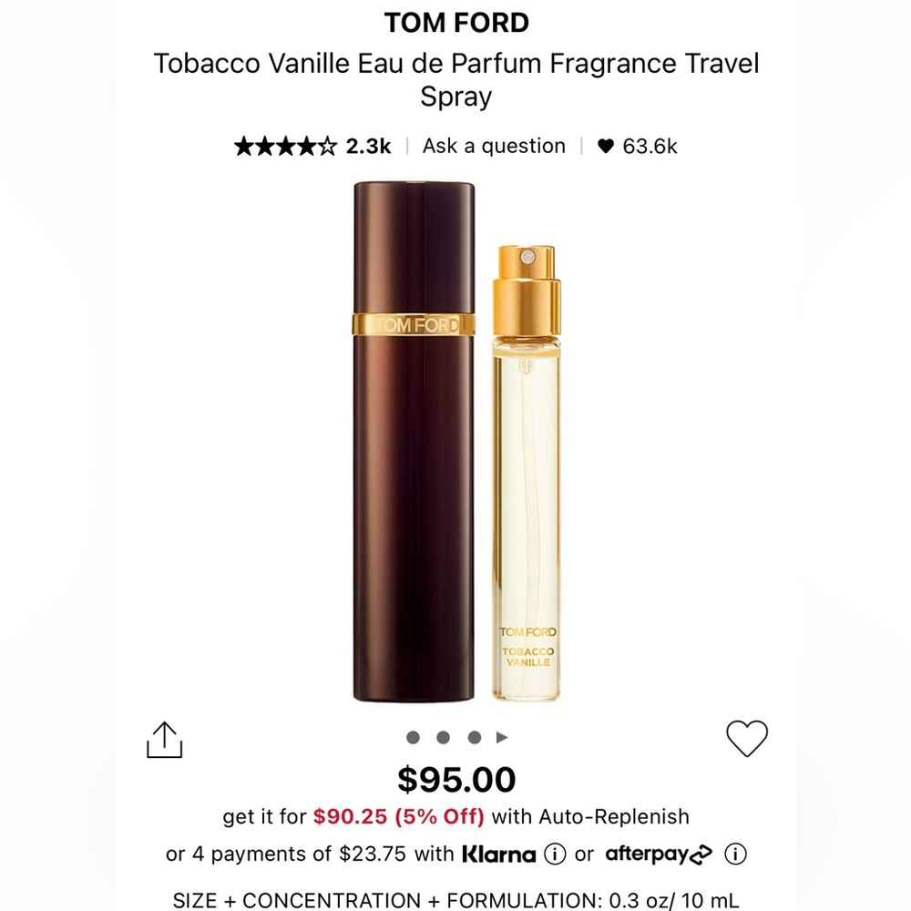 Tom Ford Tobacco Vanille Perfume travel size